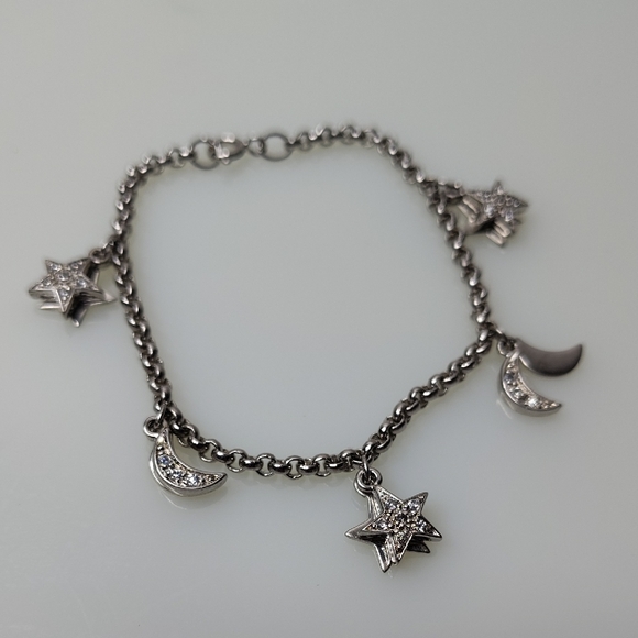 Silver Star and Moon Charm Bracelet